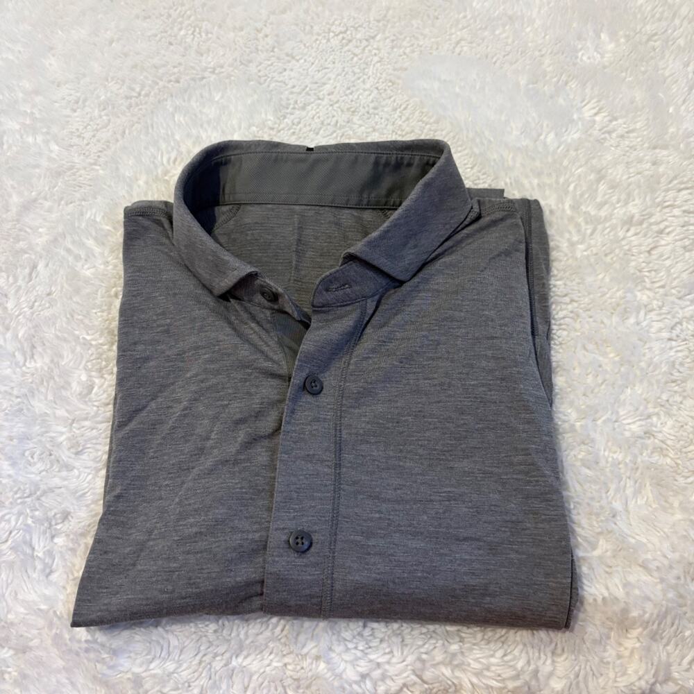 Lululemon Mens Rival Button Up Long Sleeve Shirt Grey Slate Workwear Office L